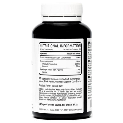 Kurkuma 6000 mg met zwarte peper Hivital 120 veganistische capsules