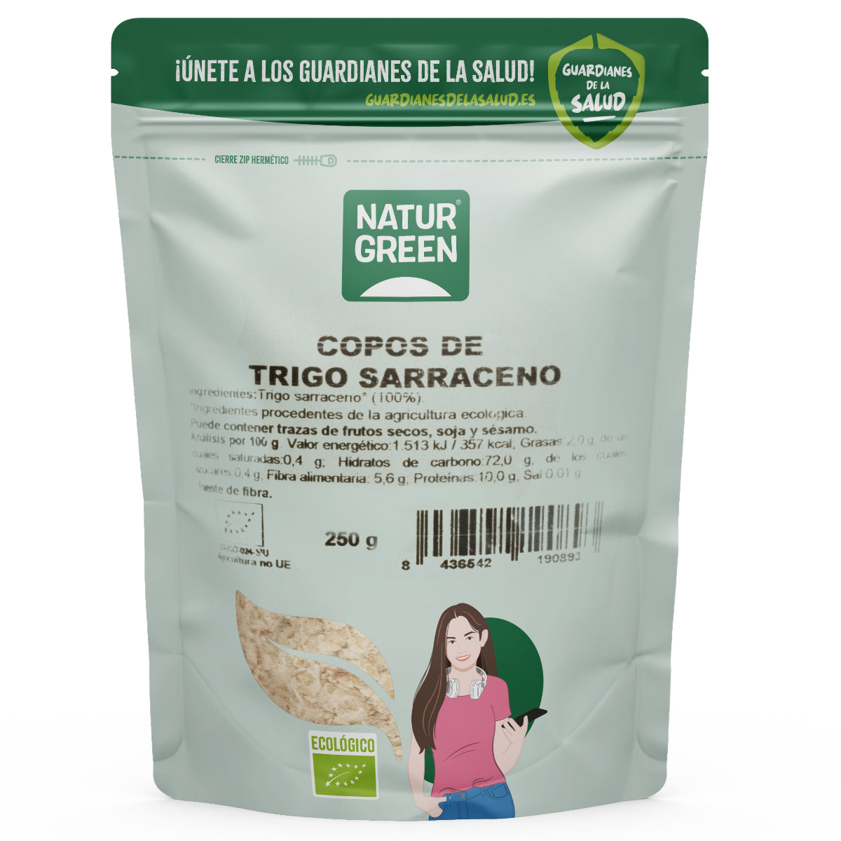 Flocons de sarrasin BIO sans gluten Naturgreen, 250 g