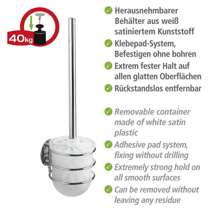 Escobillero mural Turbo Loc Wenko acero inox, fijar sin taladrar