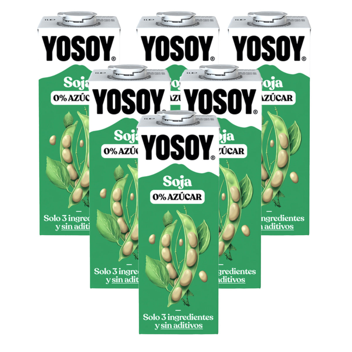 6x pak suikervrije sojadrank YOSOY 1 l