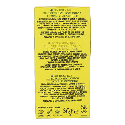 Infusion de thé bio Cupper Supreme Citron et Gingembre, 20 sachets