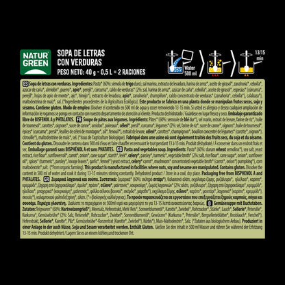 Sopa Letras con verdura bio Naturgreen, 40g