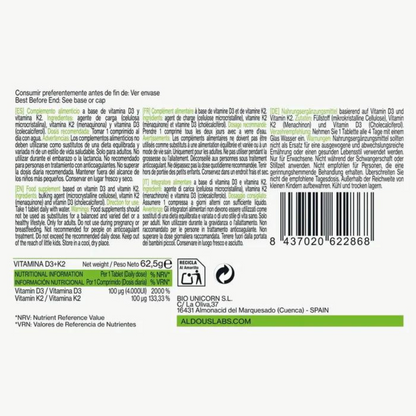 Vitamin D3 + K2 Aldous 250 tabletter