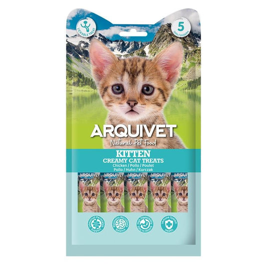 Kremowe przysmaki dla kotów Snack kremowy Kitten kurczak Arquivet 5x14 g