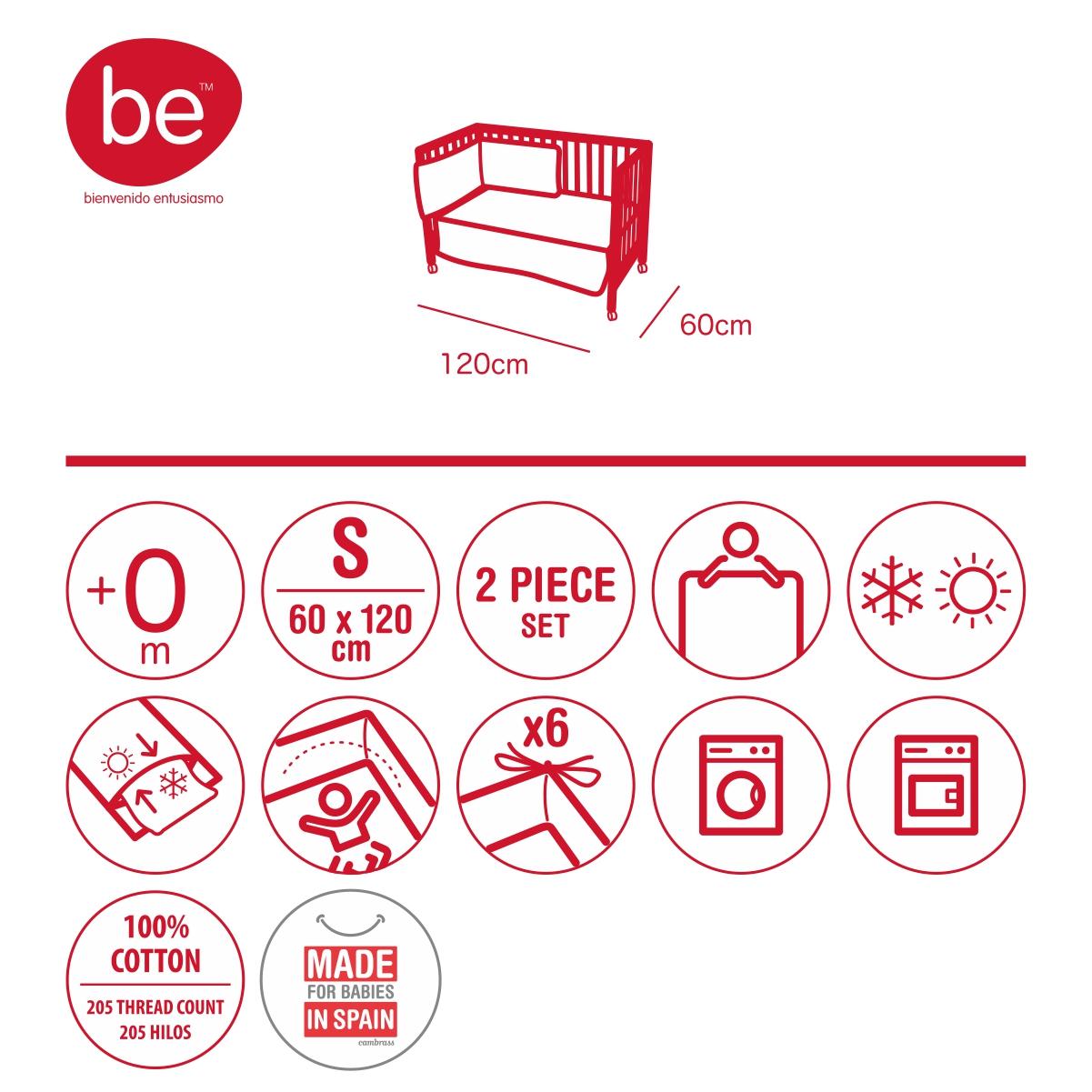 Set van sprei + beschermhoes voor wieg van BE 60x120 cm. verschillende kleuren Lion krijt