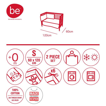 Set van sprei + beschermhoes voor wieg van BE 60x120 cm. verschillende kleuren Lion krijt