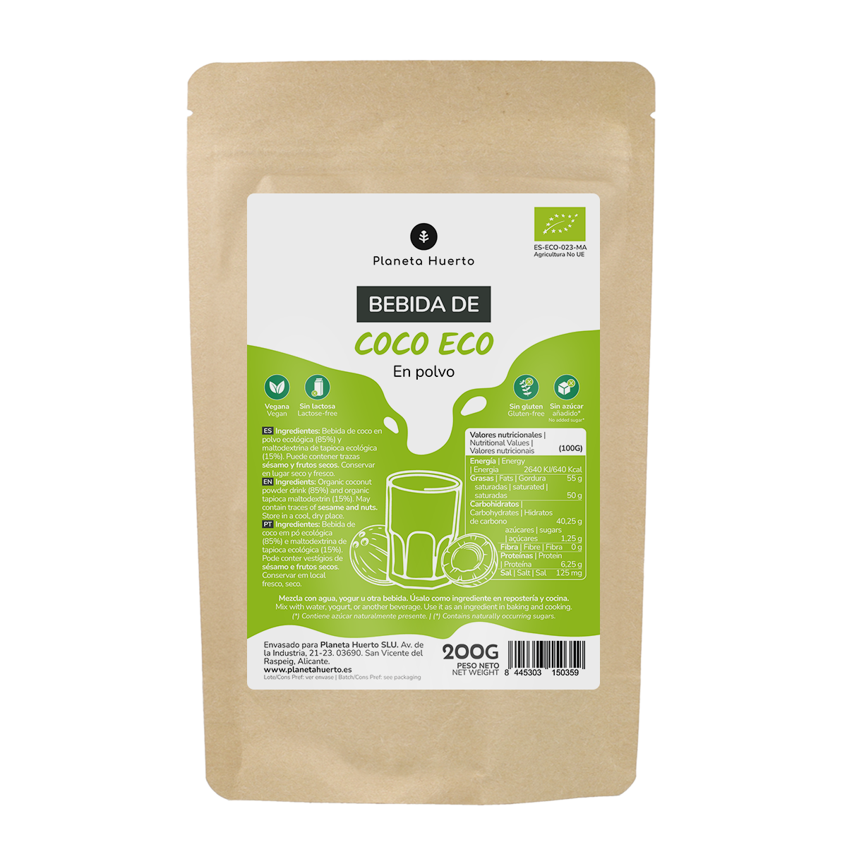 Poudre de boisson à la noix de coco ECO Planeta Huerto 200 g