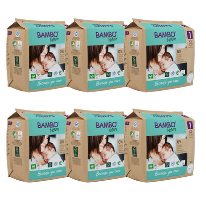 Pack of 6 x Bambo Nature T1 nappies (2-4g) 22 units