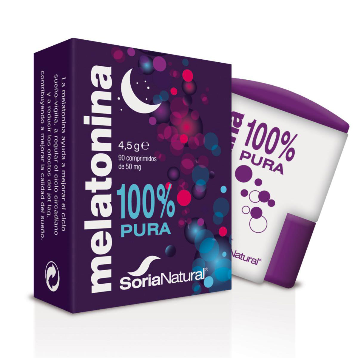 Opakowanie 3x Melatonina Soria Natural, 90 tabletek