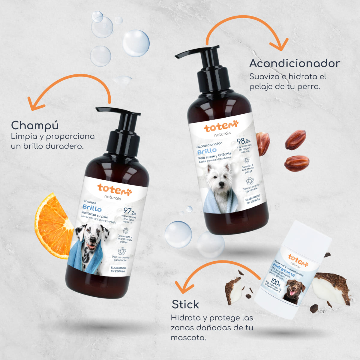 Hydration Pack for Dogs Nose and Paw Pad Stick + Shampoo 250 ml + Conditioner 250 ml Totem Naturals