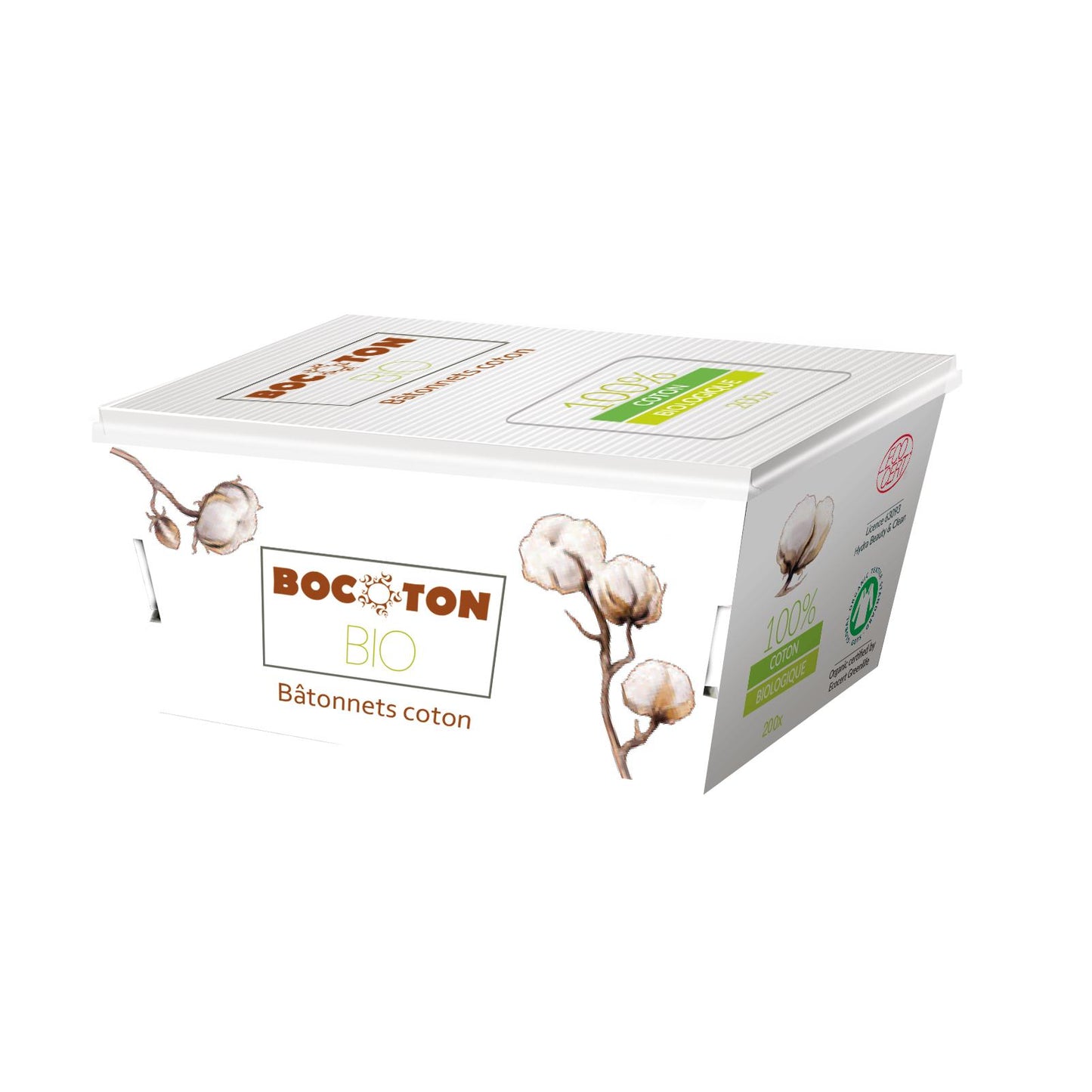 Bio-Wattestäbchen Bocoton, 200 Stück