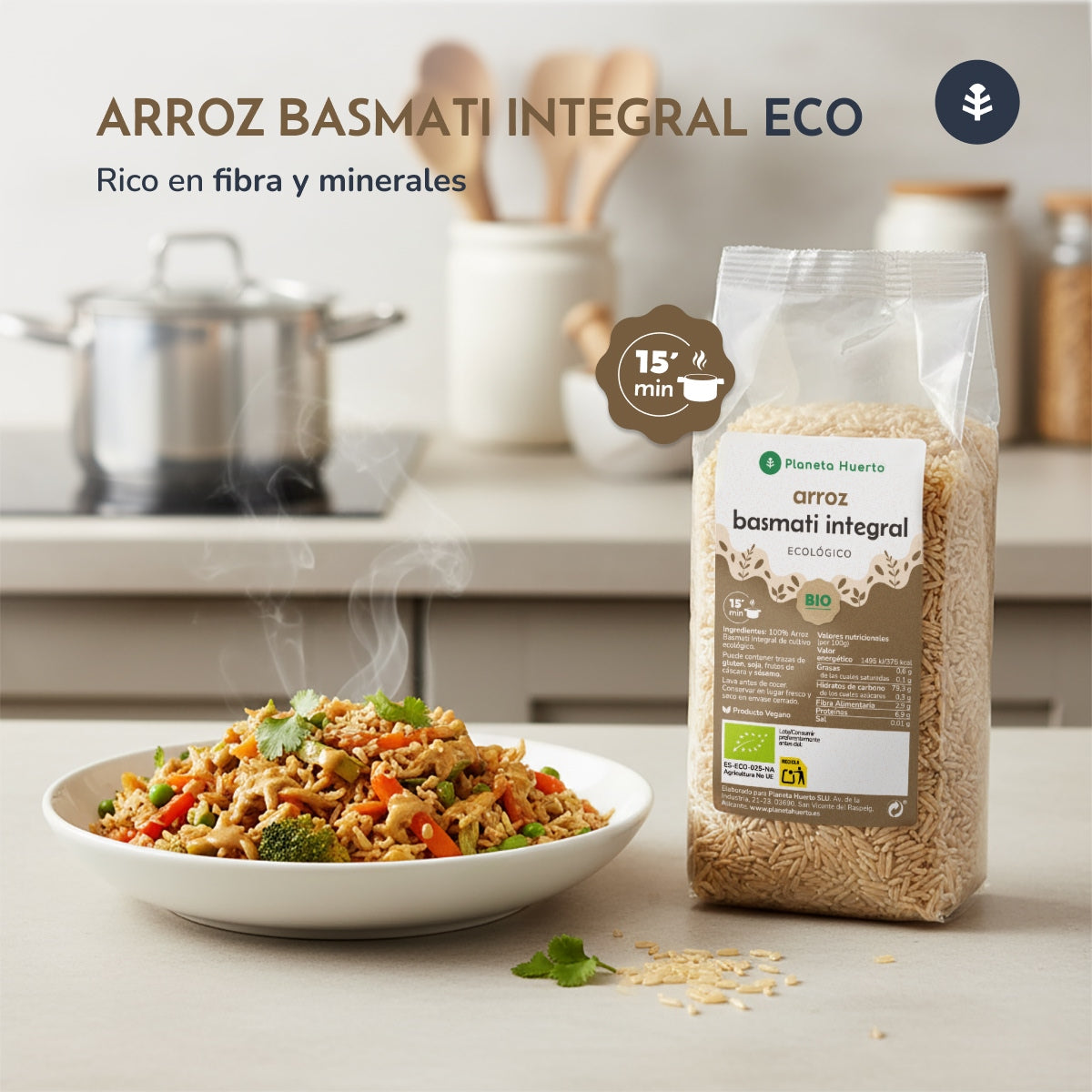 Packung 2 x 500 g ECO Planet Garden Brauner Basmati-Reis ECO 500 g