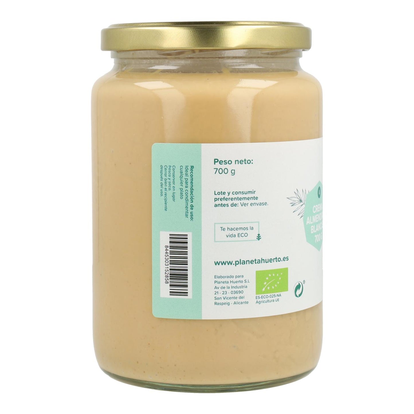 Pack 6x Crema de Almendras Blancas ECO Planeta Huerto 700 g