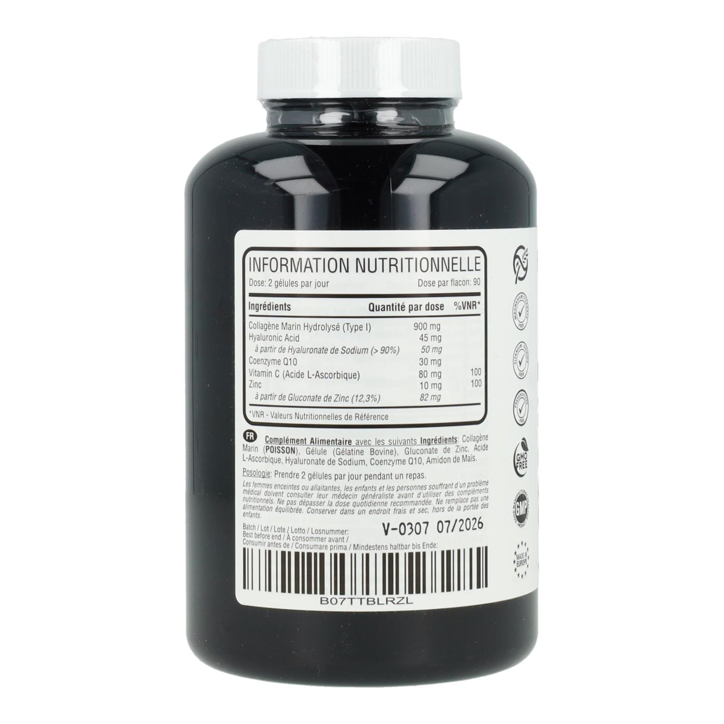 Marint kollagen med hyaluronsyra, koenzym Q10, C-vitamin och zink Hivital 180 kapslar