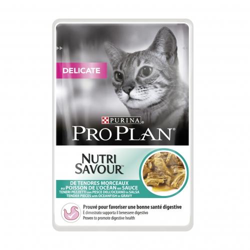 Confezione da 10 PRO PLAN Gatto Delicate Pesce dell'oceano 85 g
