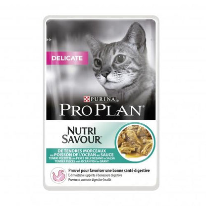 Confezione da 10 PRO PLAN Gatto Delicate Pesce dell'oceano 85 g