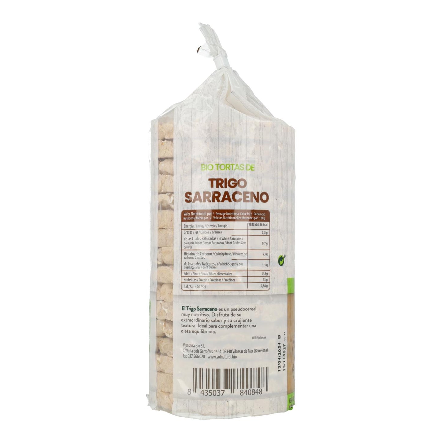 Lot de 12 galettes de sarrasin bio sans gluten Sol Natural 100 g