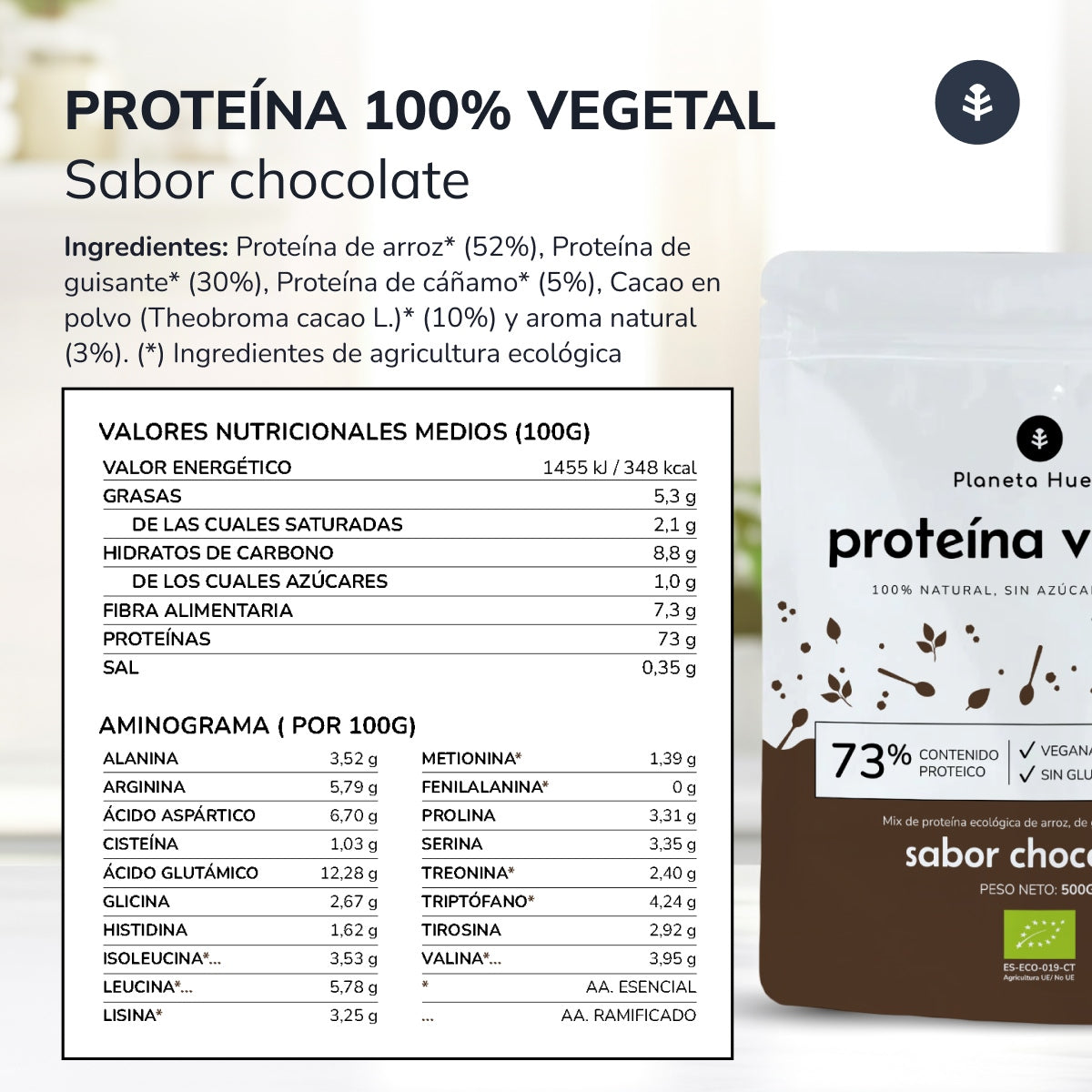 Białko roślinne ECO 73% czekolada Planeta Huerto 500 g
