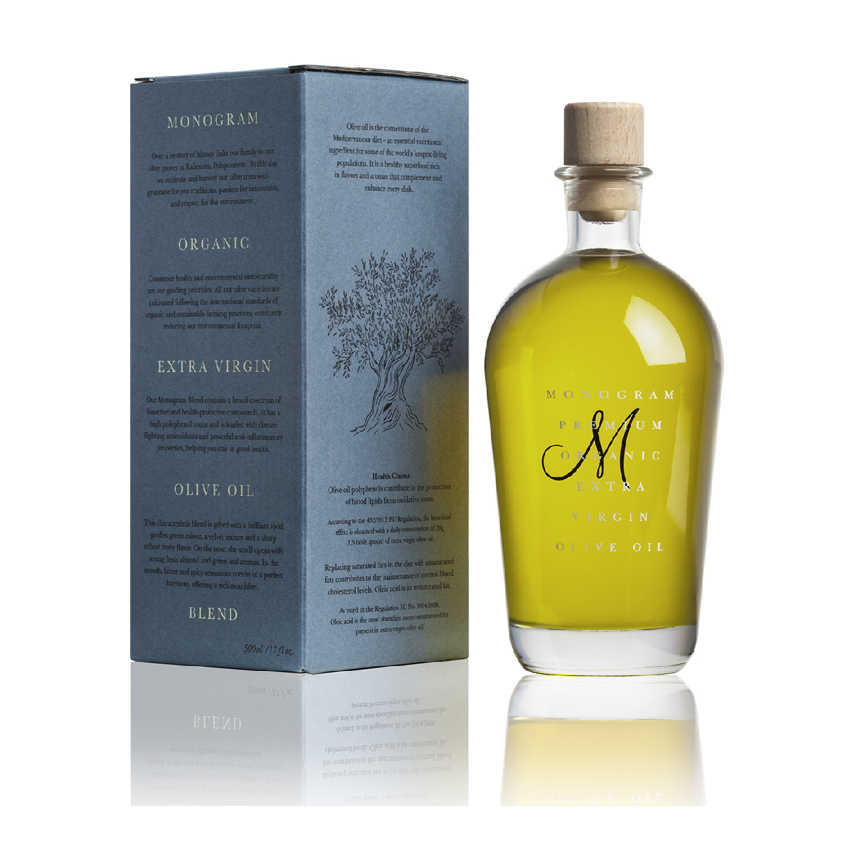 Premium biologische extra vierge olijfolie Monogram 500 ml