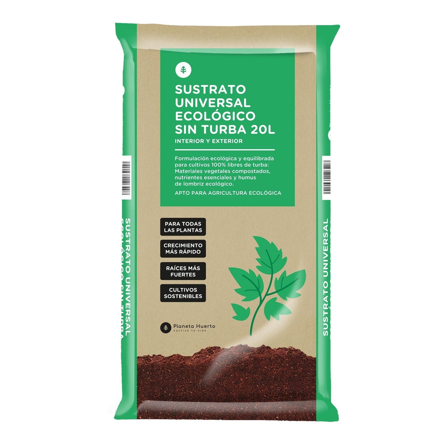 Planeta Huerto ECO Universal Peat-Free Potting Soil 20 L - Improved Formula