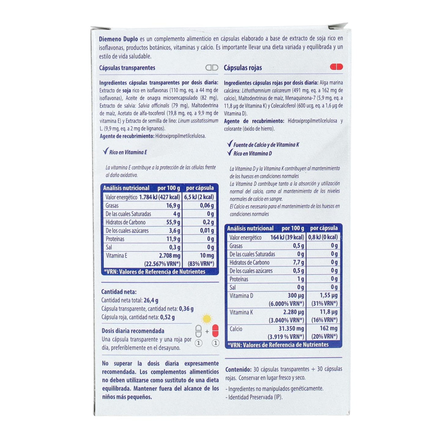 Diemeno Duplo 30 kapsułek przezroczystych + 30 czerwonych