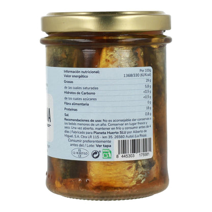 Sardinas en aceite de oliva virgen extra ECO Planeta Huerto 190 g