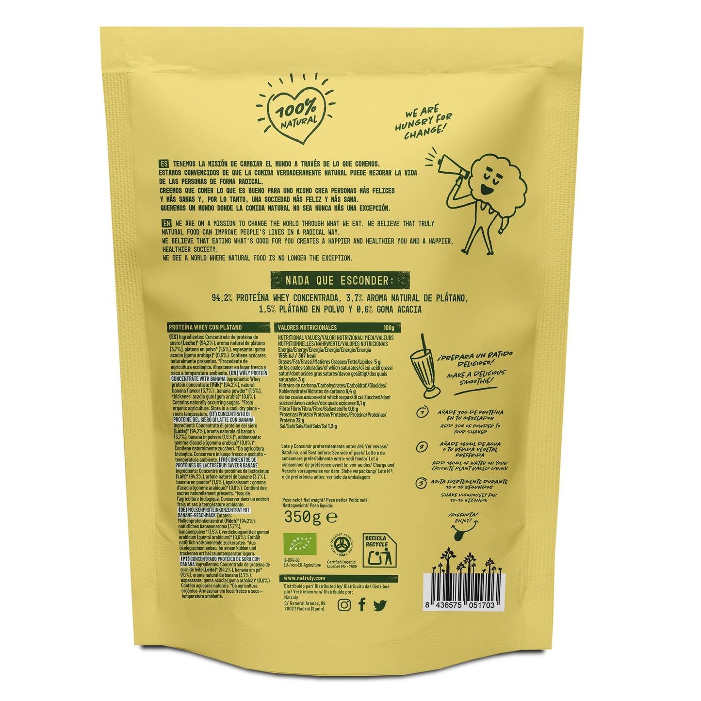 Wei-eiwit Banaan Natruly 350 g