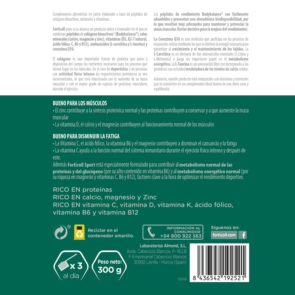 Kollagenpeptider för prestation Forticoll Sport 300 g