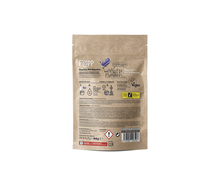 2-pack ECO Ph-neutralt golvrengöringsmedel doypack Flopp 20 kapslar