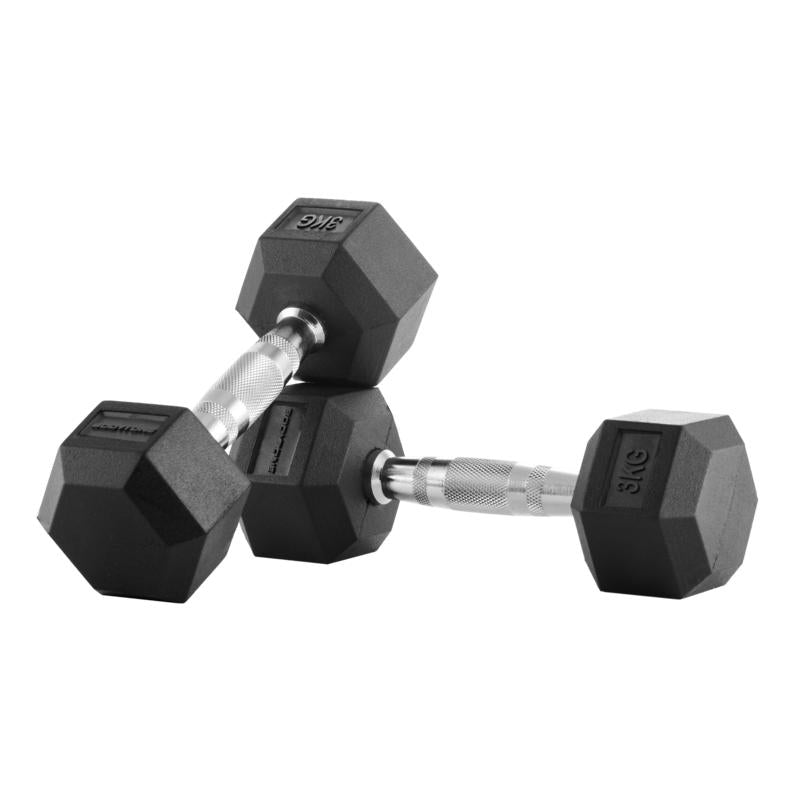 Manubri esagonali in gomma Bodytone (coppia) 2,5 kg
