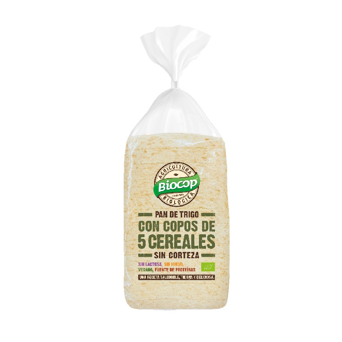 Pan de Molde Sin Corteza de Copos de Cereales Biocop 300 g
