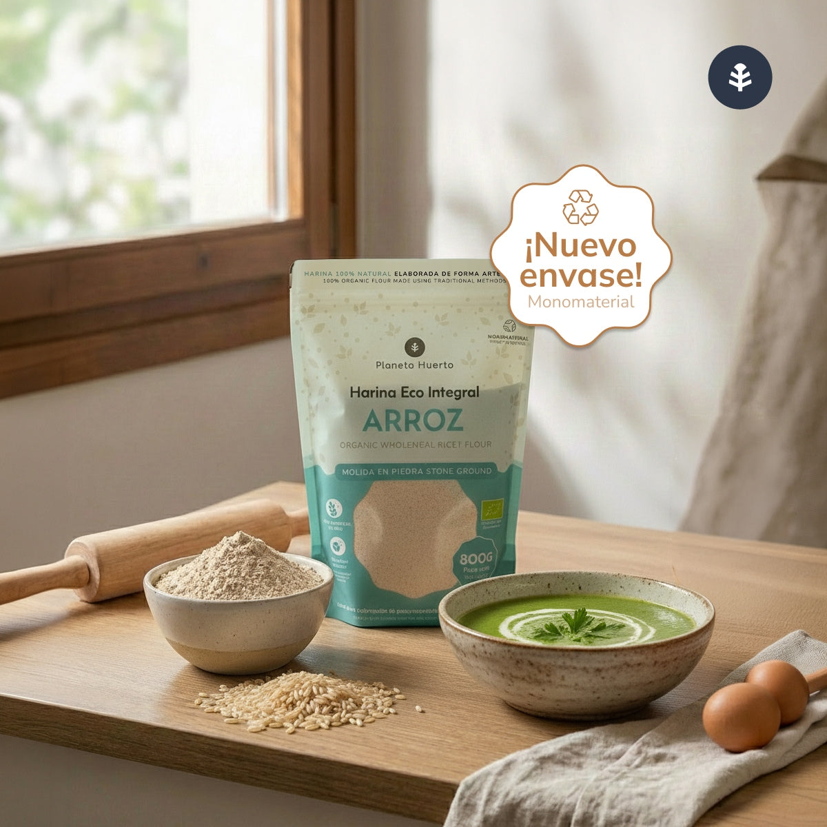 Mąka ryżowa razowa pełnoziarnista Eco Planeta Huerto 800 g