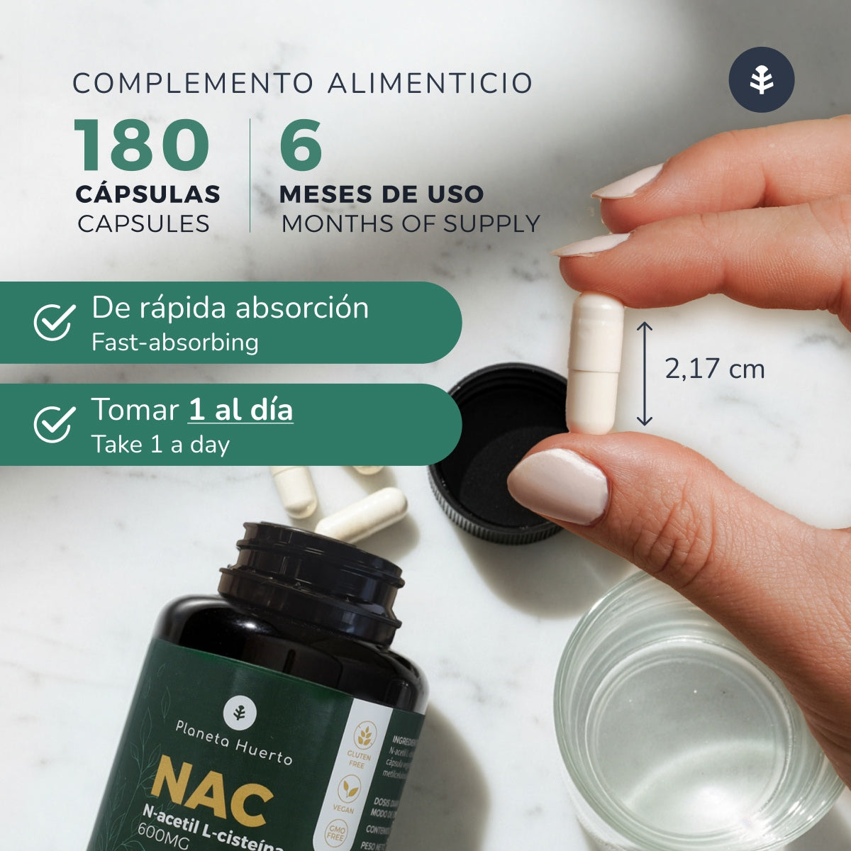 NAC 600 mg Planeta Huerto 180 capsules