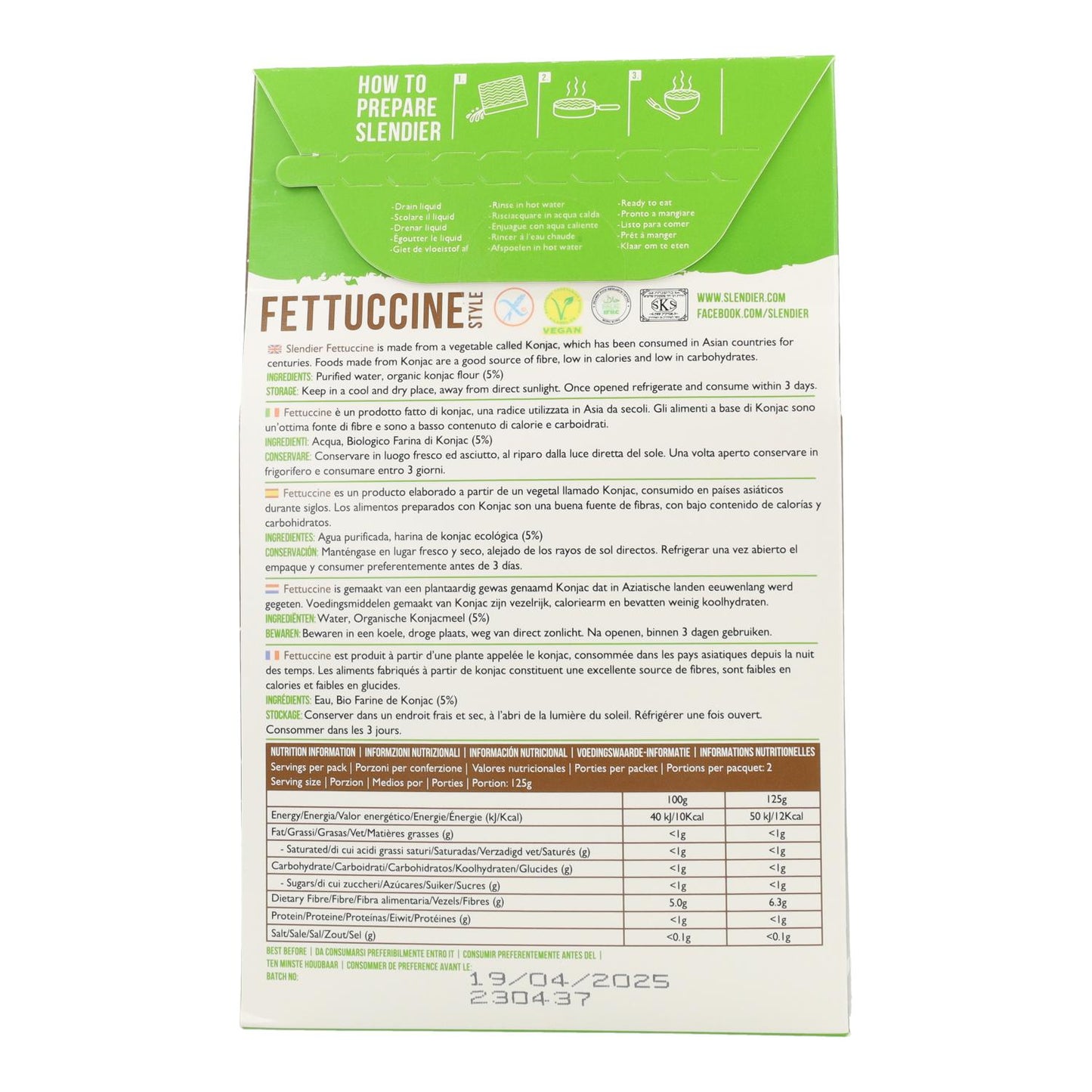 Slendier organic konjac fettuccine 400 g