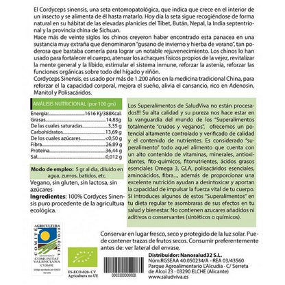 Cordyceps Sinensis poeder ECO 100 g, Salud Viva