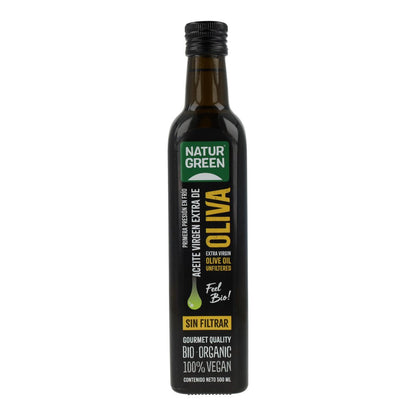 Huile d'olive extra vierge non filtrée bio NaturGreen, 500 ml