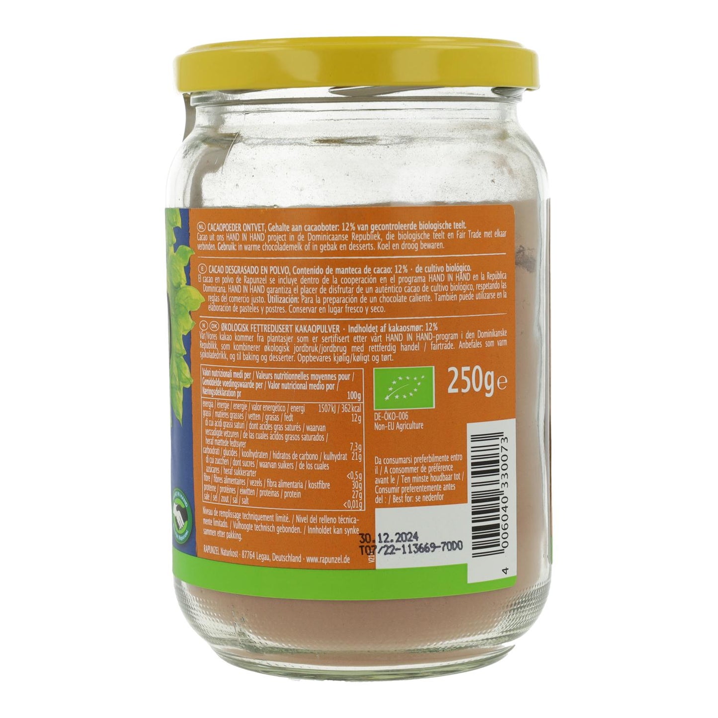 Ontvette cacaopoeder Rapunzel, 250 g