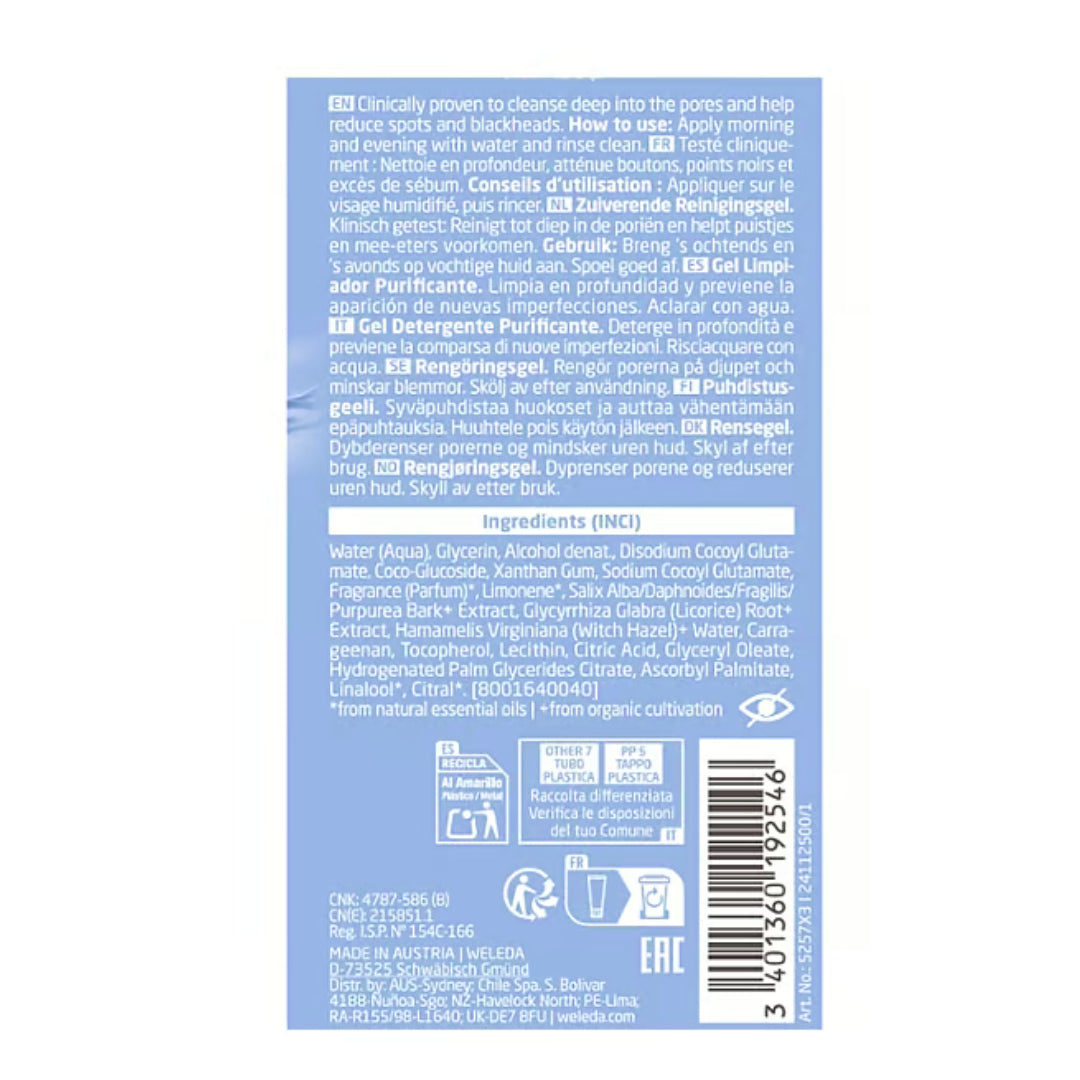 Gel nettoyant purifiant Naturally Clear Weleda 100 ml