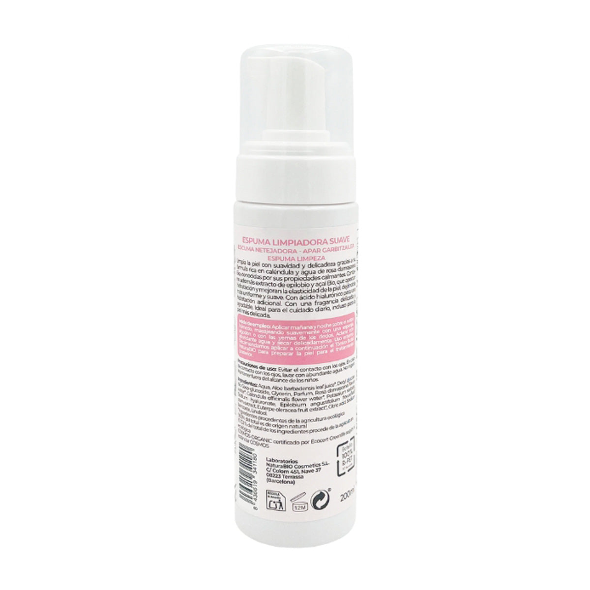 Zachte reinigingsschuim Naturabio, NATURABIO, 200 ml