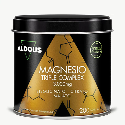 Magnesiumcomplex Triple 3000 mg magnesium, magnesium bisglycinaat, citraat en malaat Aldous Bio 200 capsules
