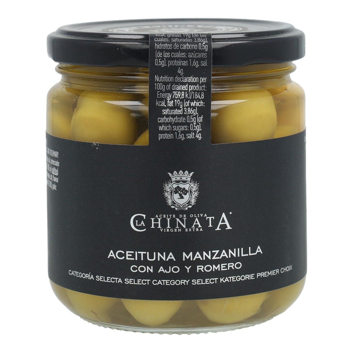 Aceituna Manzanilla con Ajo y Romero La Chinata 350 gr