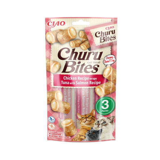 Churu Cat Bites Rezeptur Thunfisch mit Lachs Snack für Katzen 3 x 10 g