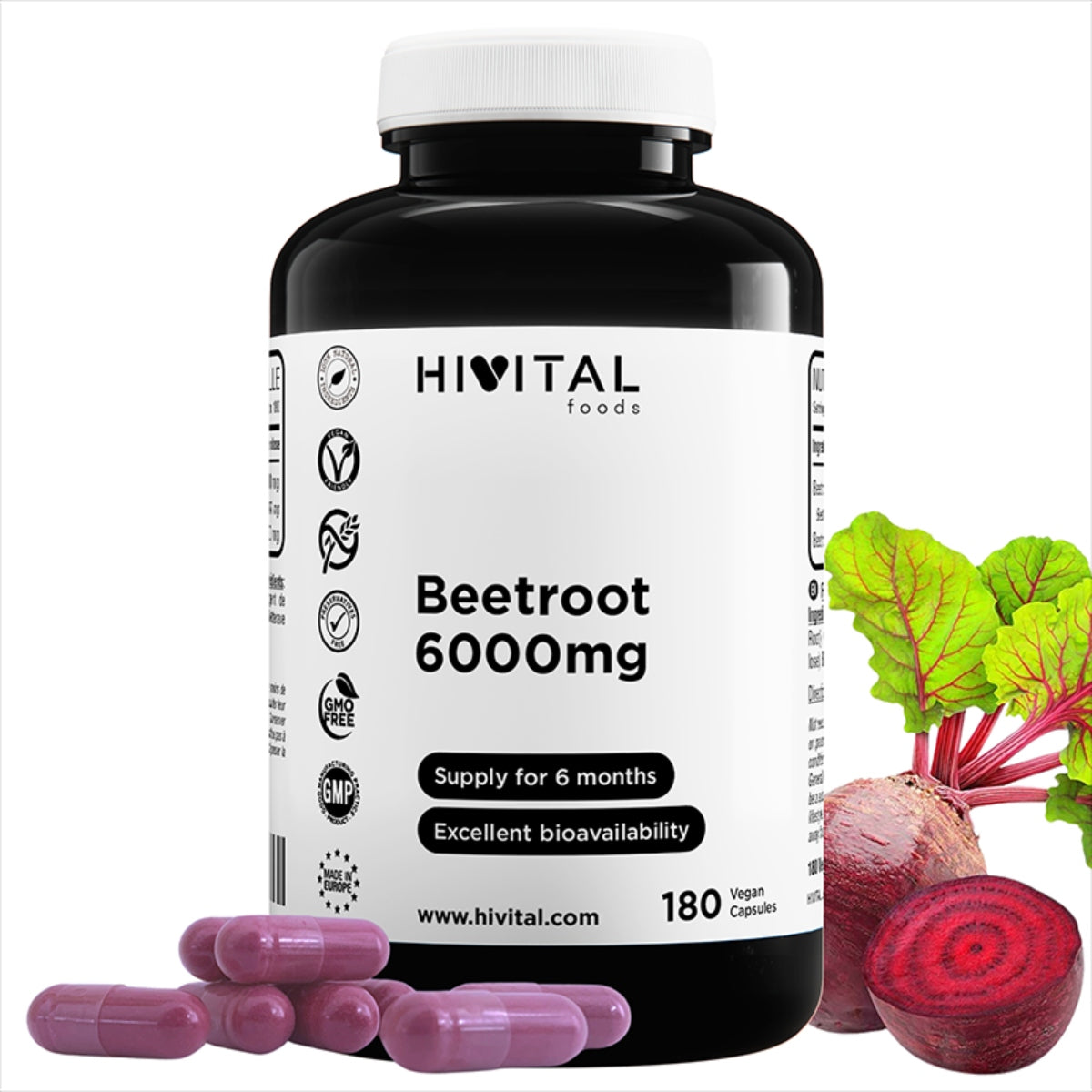 Rödbeta 6000 mg Hivital 180 veganska kapslar