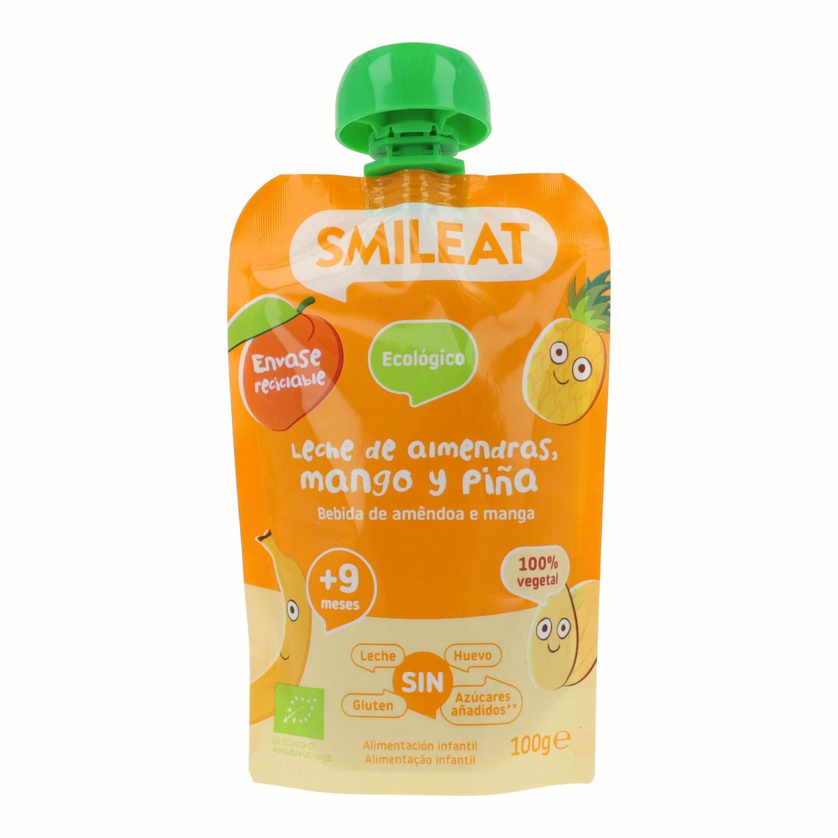 Pouch Mandel, mango och ananas ECO Smileat, 100 g