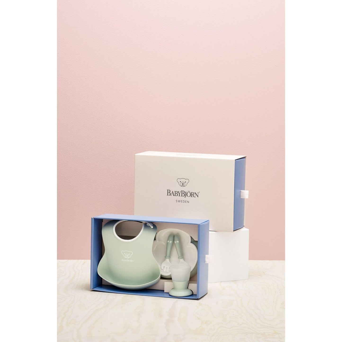 Zastawa stołowa + śliniaczek BabybJörn Pastel Green