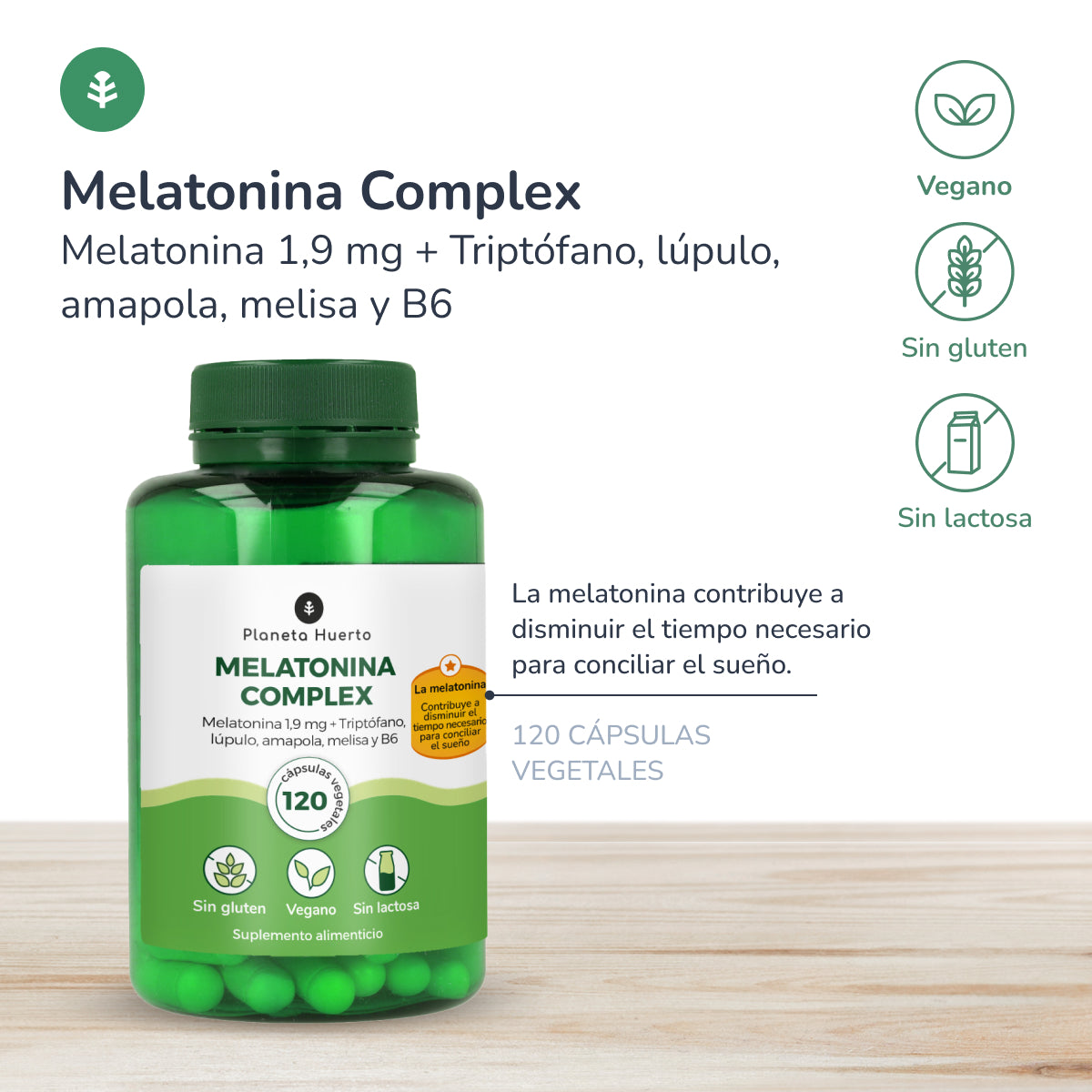 Opakowanie 2xMelatonina complex Planeta Huerto 120 kaps
