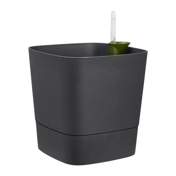 Pot de fleurs avec système d'arrosage automatique Greensense Aquacare Square Elho 30 cm gris anthracite