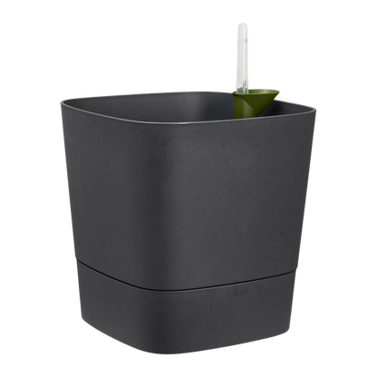 Pot de fleurs avec système d'arrosage automatique Greensense Aquacare Square Elho 30 cm gris anthracite