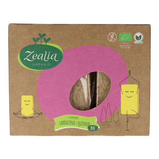 Glutenvrije biologische boekweit- en quinoacrackers Zealia 120 g