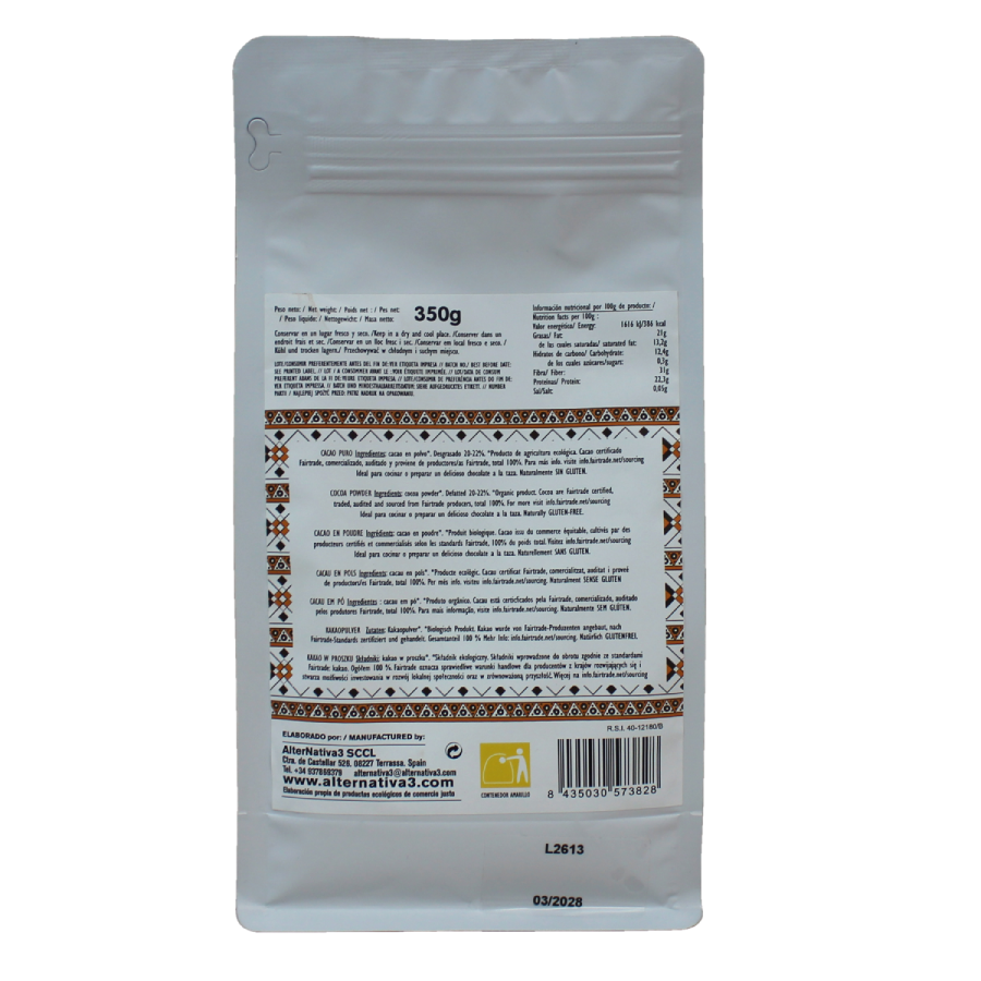 Cacao puro biologico premium Alternativa 350 g